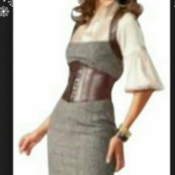 BEBE Y2K Black Leather Corset Dress Sz 10 Sexy Retro Milkmaid Goth - Picture 8 of 15